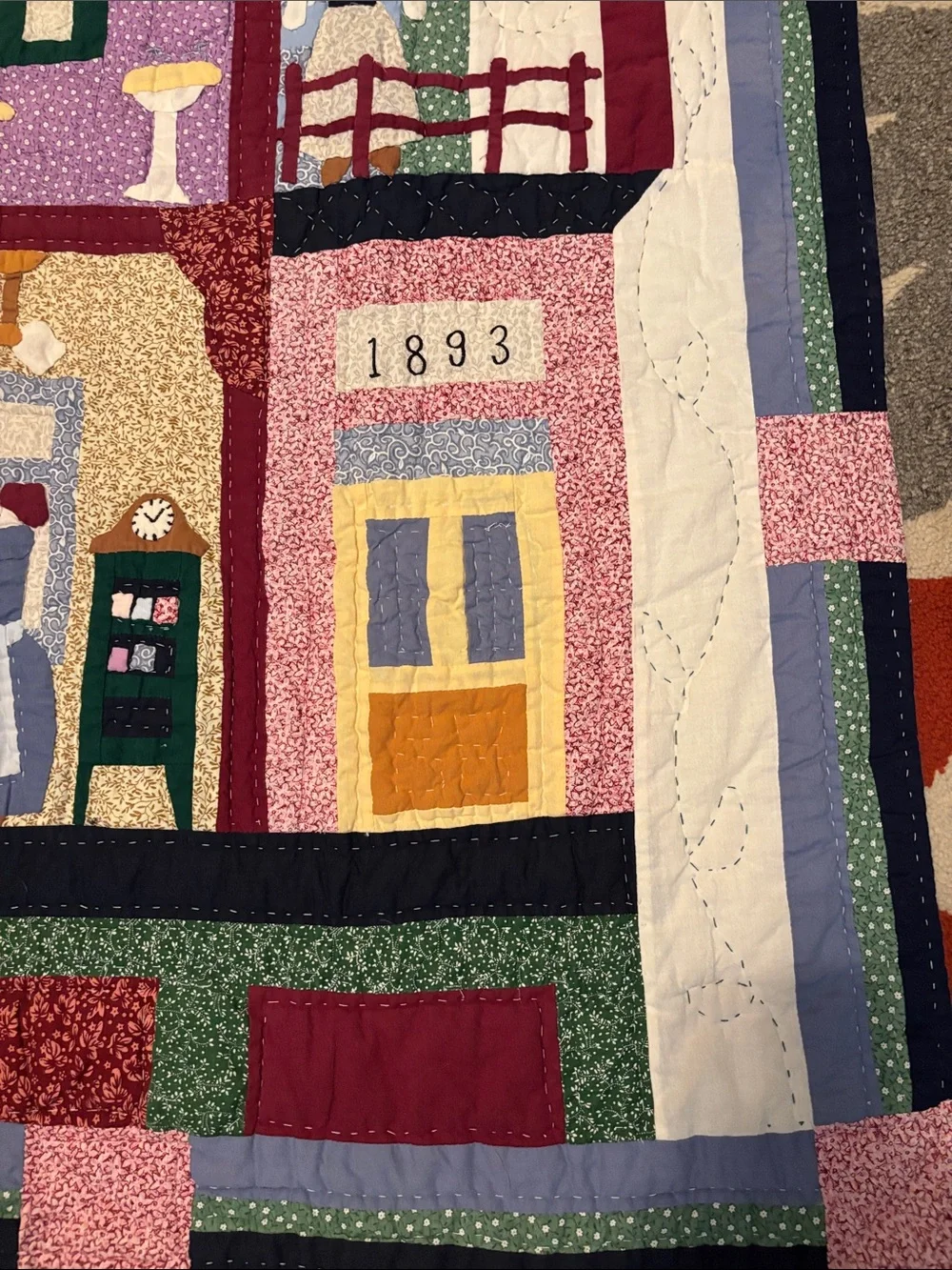 Handmade Dollhouse Patchwork Quilt - Multi-Color 58x49